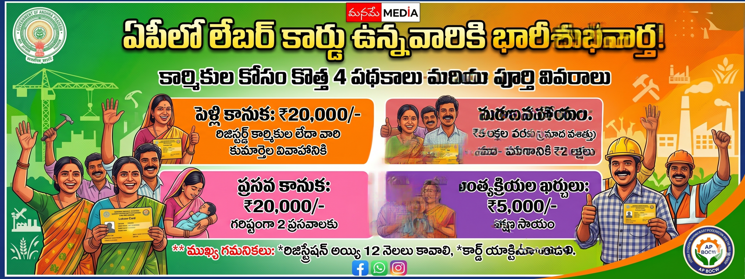 ఏపీలో లేబర్ కార్డు ఉన్నవారికి భారీ శుభవార్త!